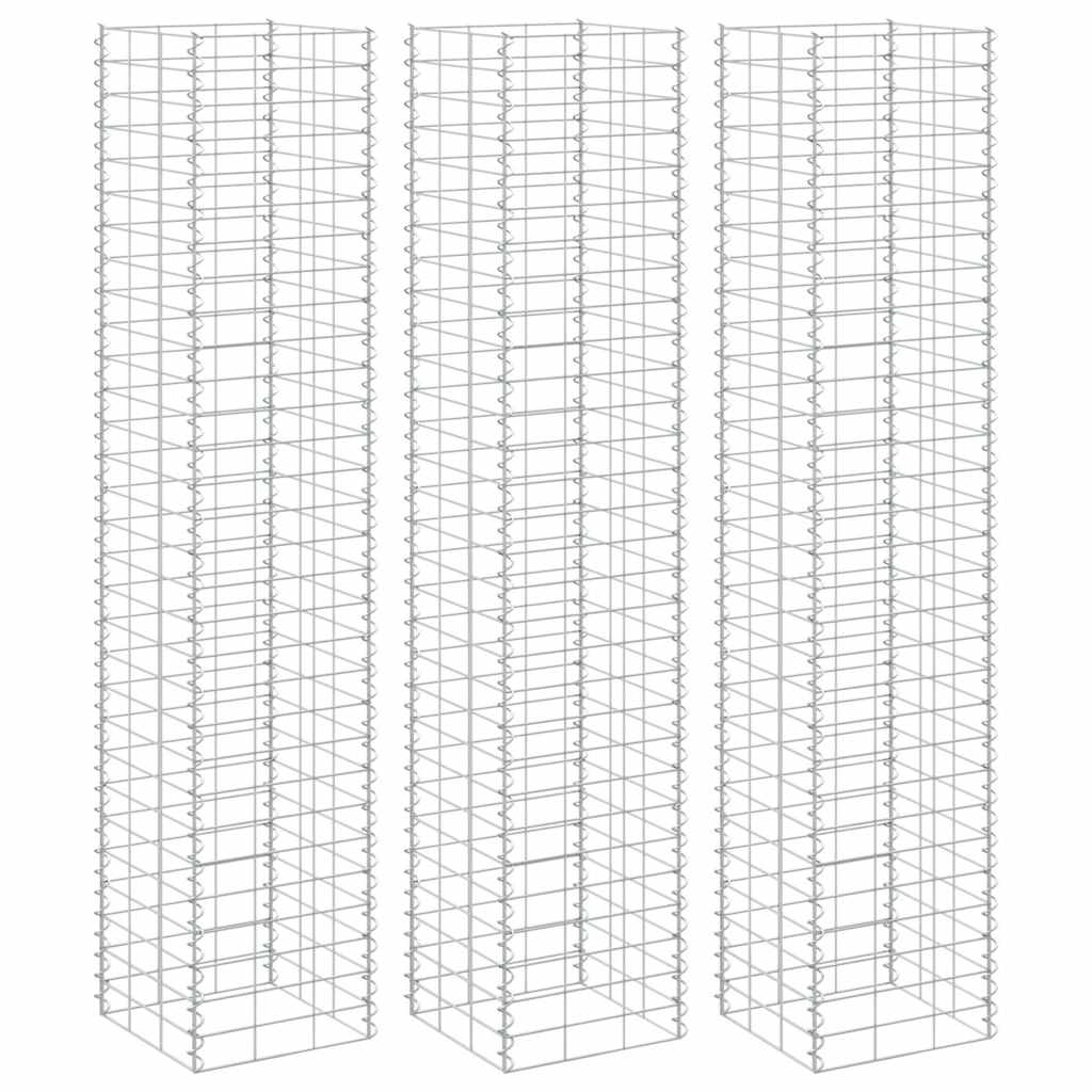 gabion-højbede 3 stk. 30x30x150 cm jern