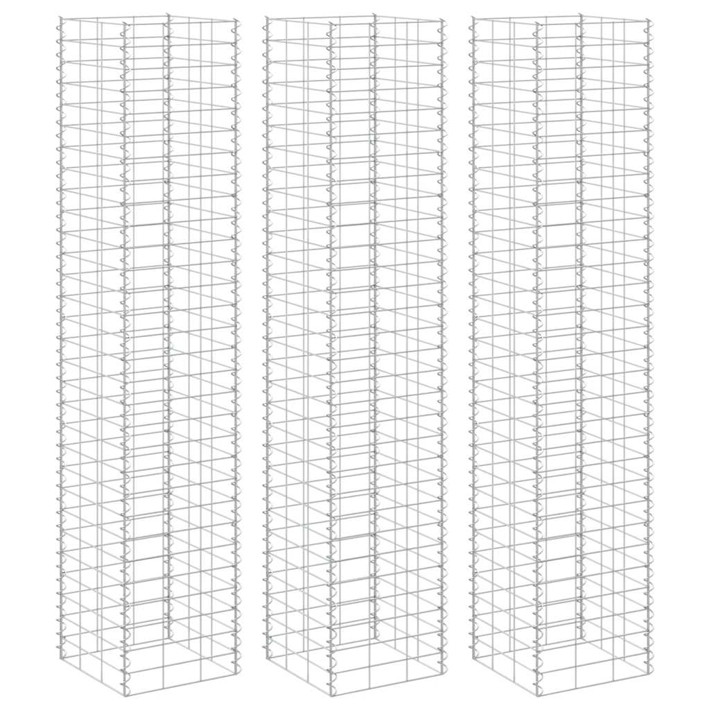 gabion-højbede 3 stk. 30x30x200 cm jern