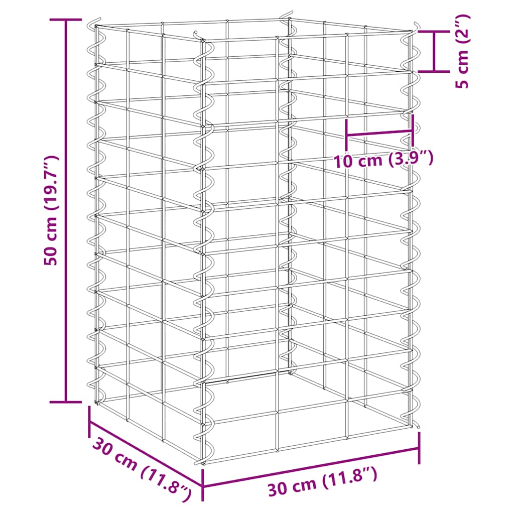 gabion-højbede 4 stk. 30x30x50/100/150/200 cm jern