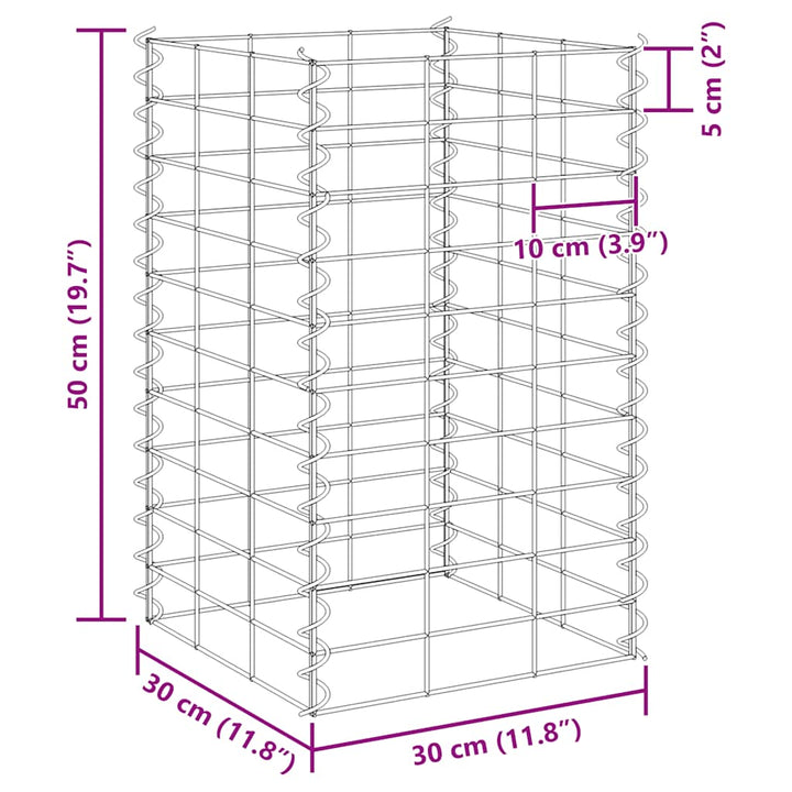 gabion-højbede 4 stk. 30x30x50/100/150/200 cm jern