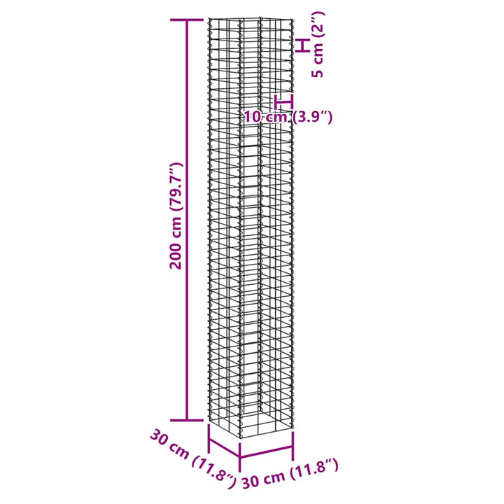 gabion-højbede 4 stk. 30x30x50/100/150/200 cm jern