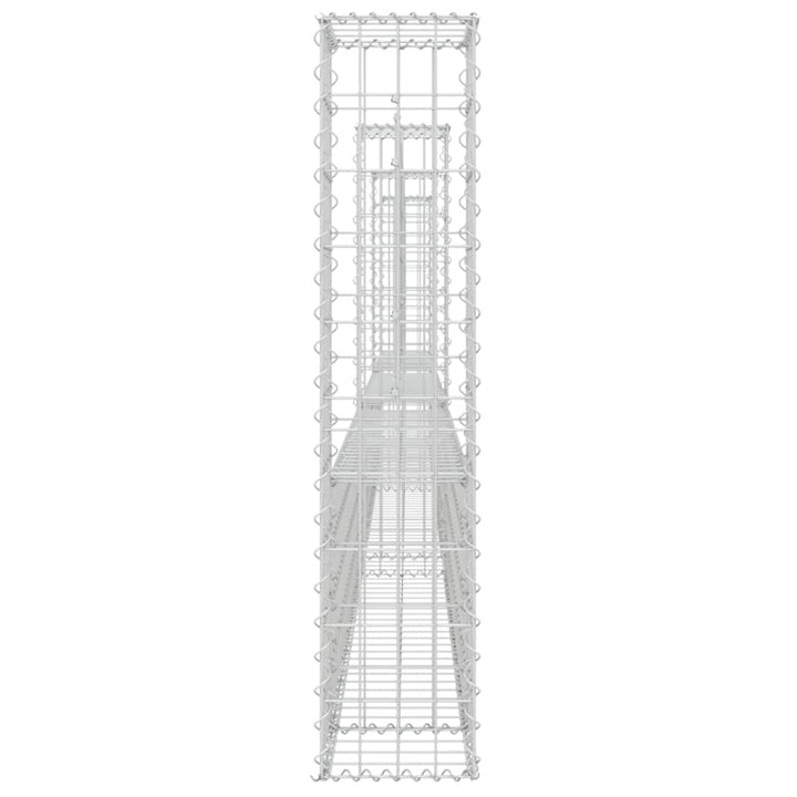 gabionkurv med 4 stolper 380x20x100 cm U-facon jern