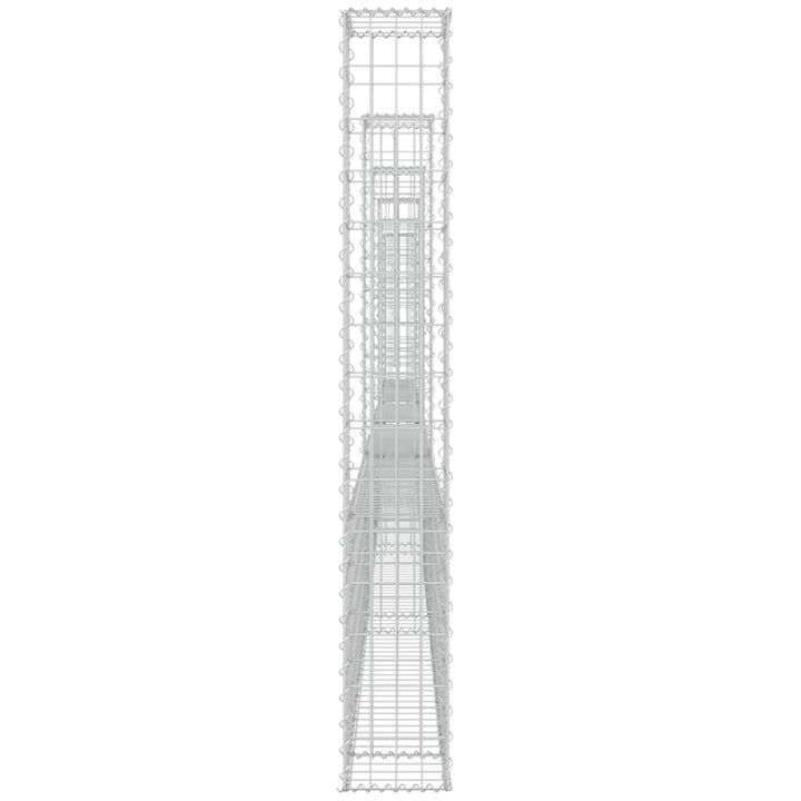 gabionkurv med 6 stolper 620x20x150 cm U-facon jern