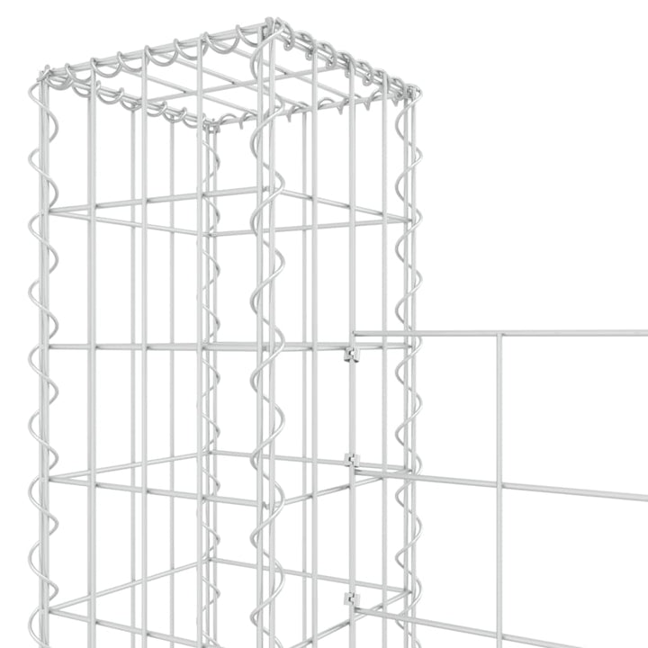 gabionkurv med 4 stolper 380x20x200 cm U-facon jern