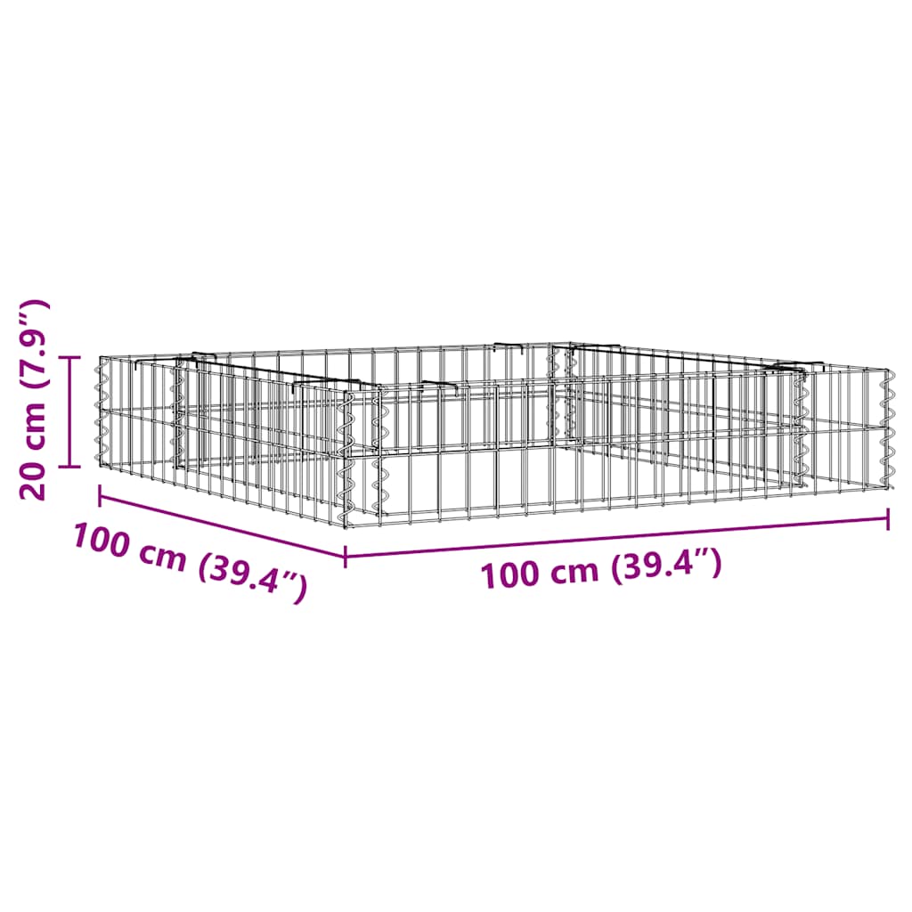 gabion-højbed 100x100x20 cm galvaniseret stål