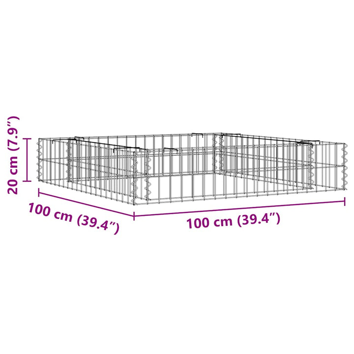 gabion-højbed 100x100x20 cm galvaniseret stål