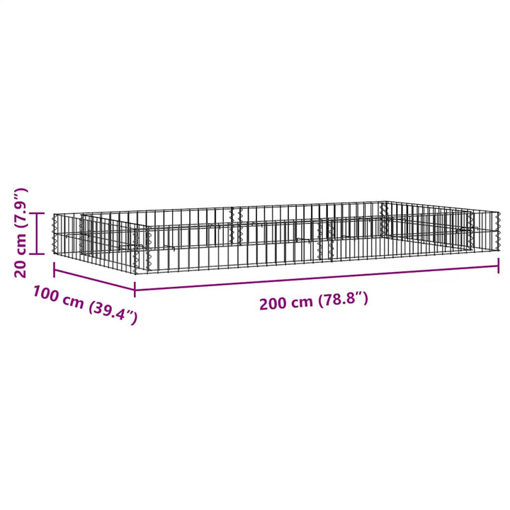 gabion-højbed 200x100x20 cm galvaniseret stål