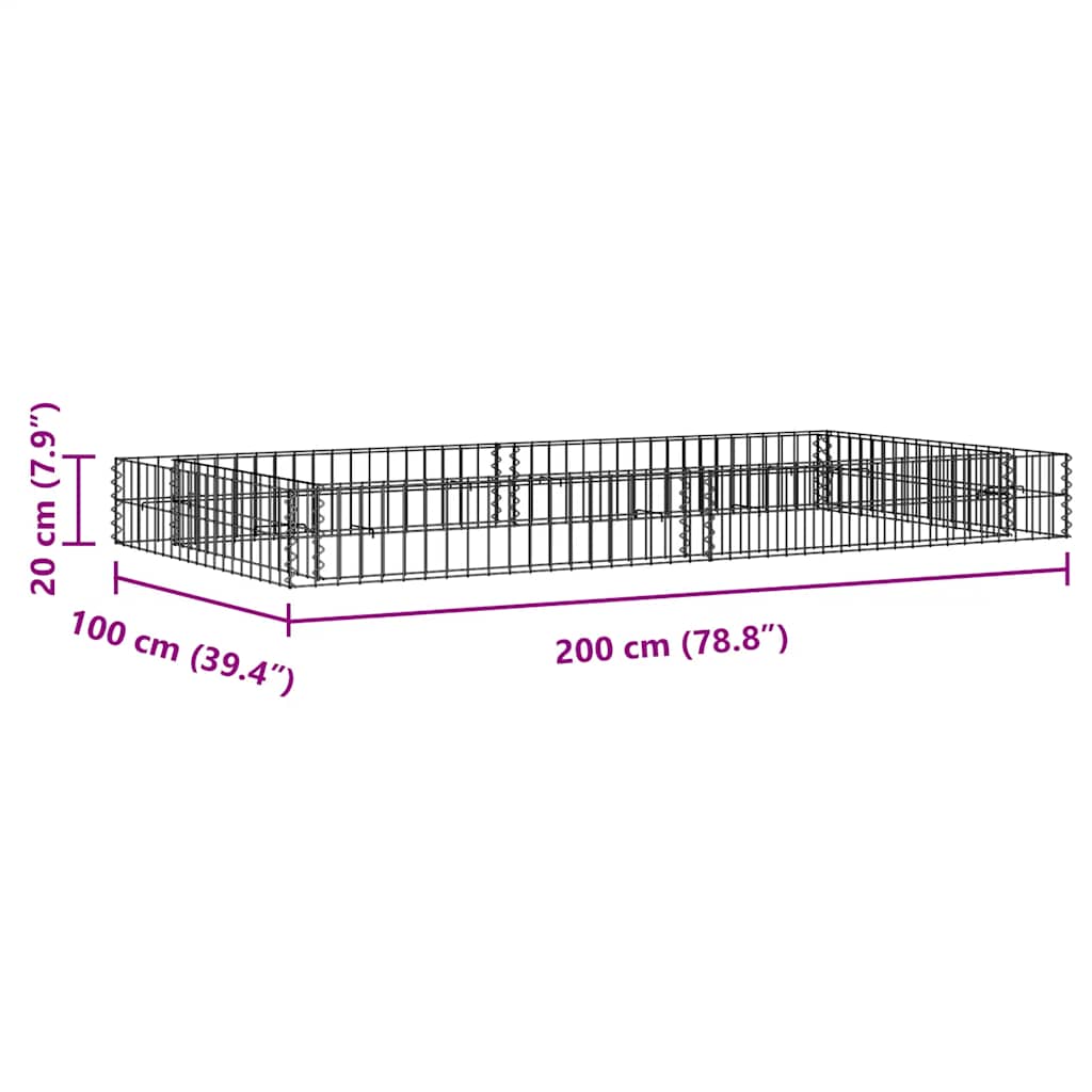 gabion-højbed 200x100x20 cm galvaniseret stål