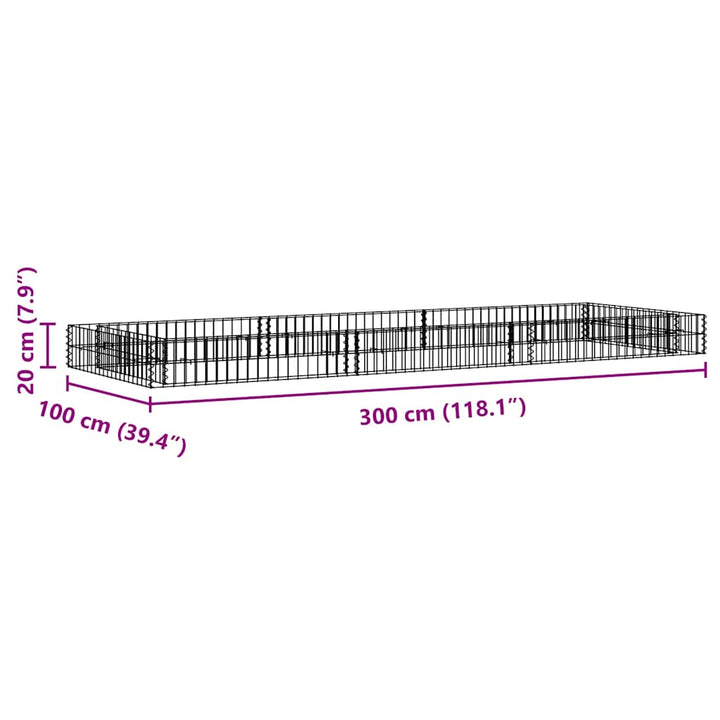 gabion-højbed 300x100x20 cm galvaniseret stål