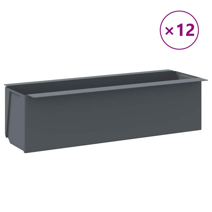 blomsterkasser til Euro-paller 12 stk. 36x13,5x9,5 cm PP grå