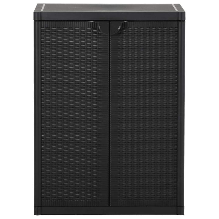 opbevaringsskab til haven 65x45x88 cm PP-rattan sort