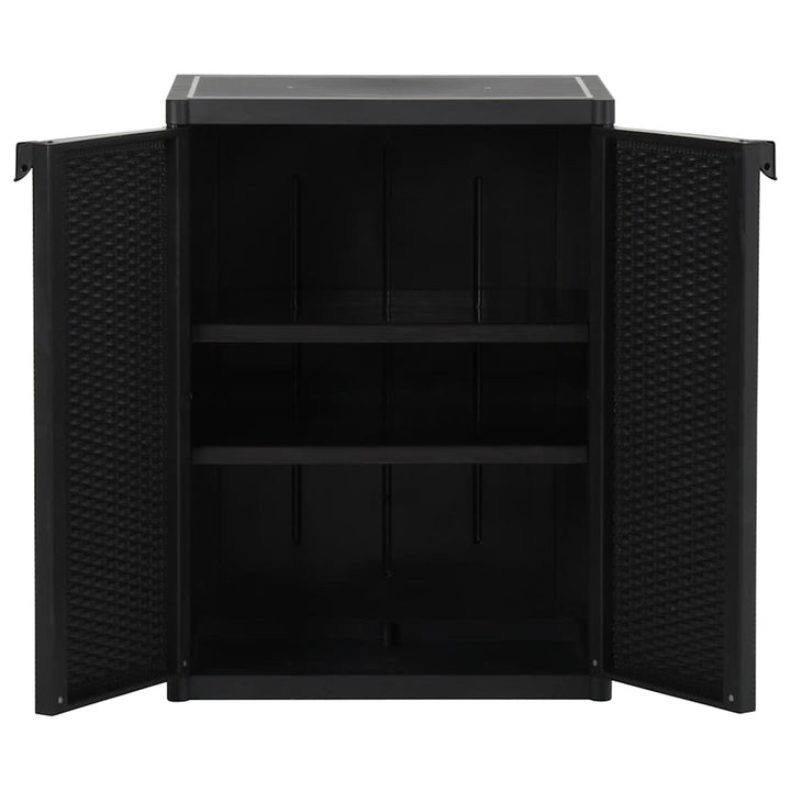 opbevaringsskab til haven 65x45x88 cm PP-rattan sort
