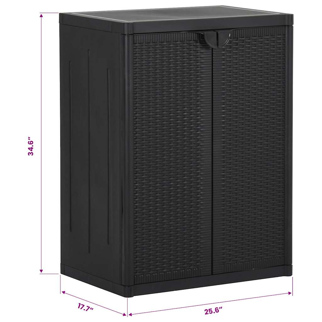 opbevaringsskab til haven 65x45x88 cm PP-rattan sort