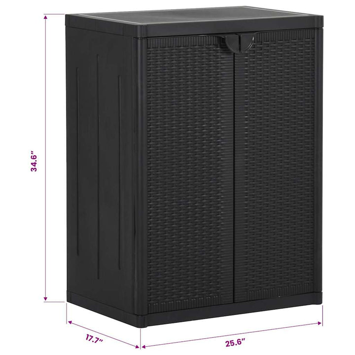 opbevaringsskab til haven 65x45x88 cm PP-rattan sort