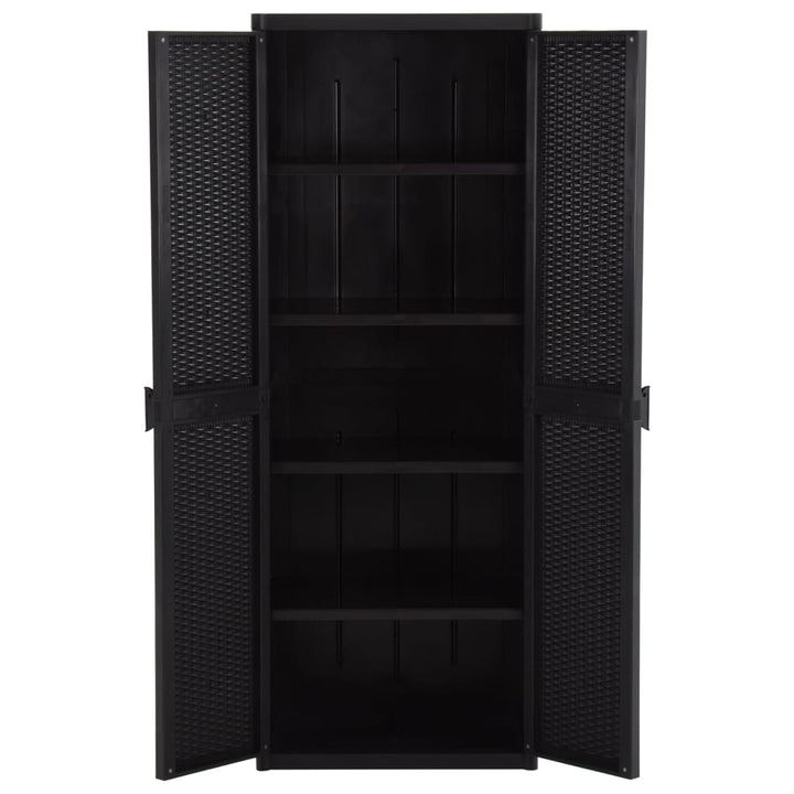 opbevaringsskab til haven 65x45x172 cm polyrattan sort