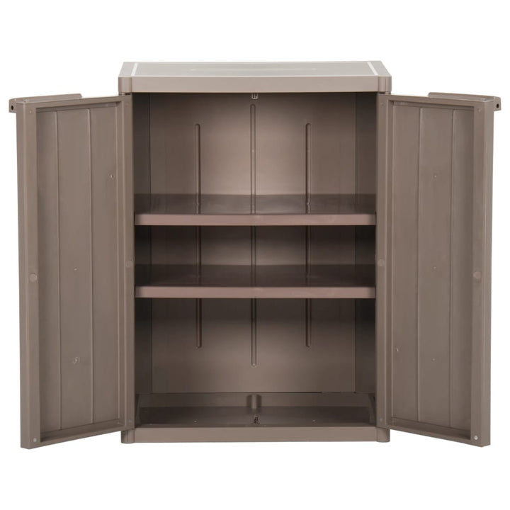 opbevaringsskab til haven 65x45x88 cm PP trælook brun