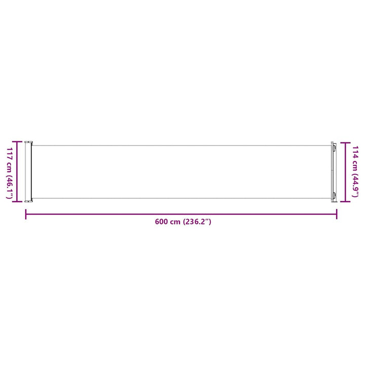 sammenrullelig sidemarkise til terrassen 117x600 cm cremefarvet