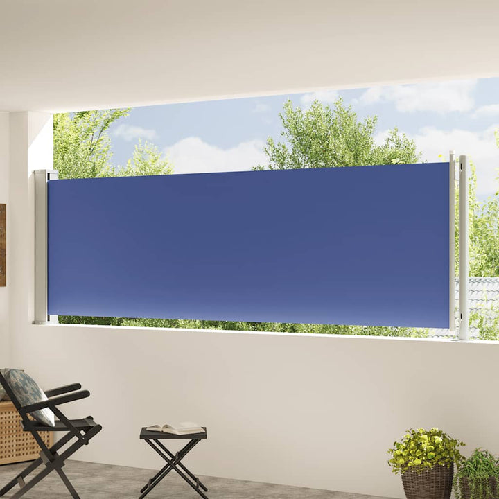 sammenrullelig sidemarkise til terrassen 117x600 cm blå