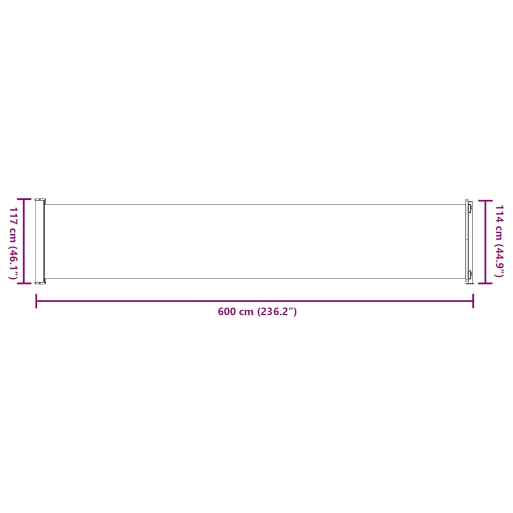 sammenrullelig sidemarkise til terrassen 117x600 cm grå