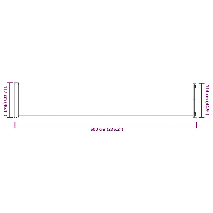 sammenrullelig sidemarkise til terrassen 117x600 cm grå