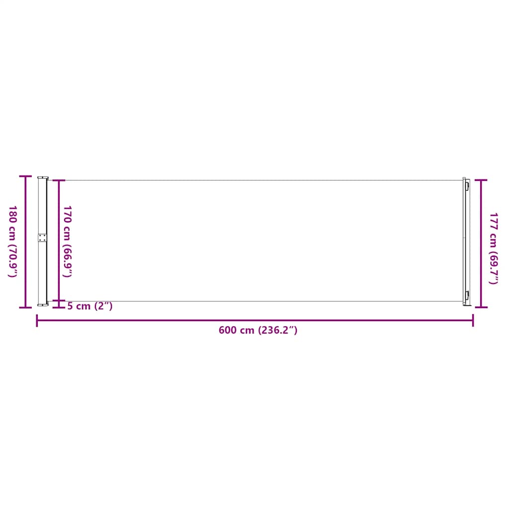 sammenrullelig sidemarkise til terrassen 180x600 cm blå
