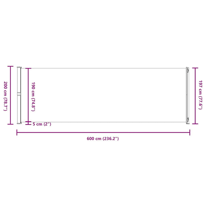 sammenrullelig sidemarkise til terrassen 200x600 cm rød