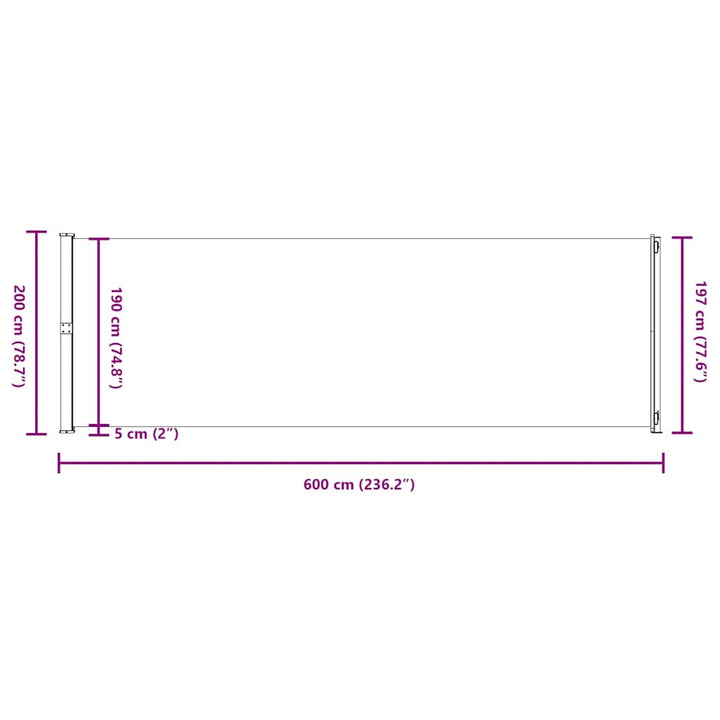 sammenrullelig sidemarkise til terrassen 200x600 cm brun