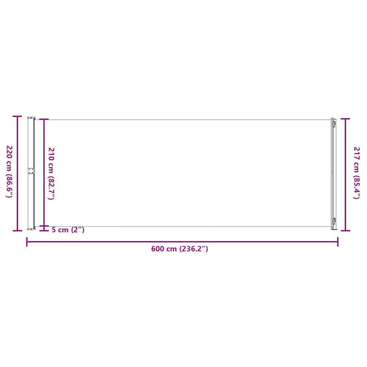 sammenrullelig sidemarkise til terrassen 220x600 cm rød