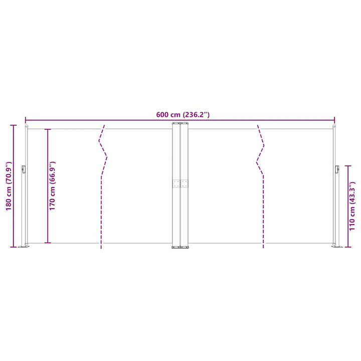sammenrullelig sidemarkise 180x600 cm blå