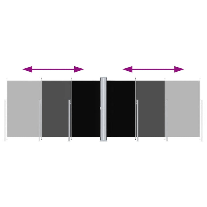 sammenrullelig sidemarkise 200x600 cm sort