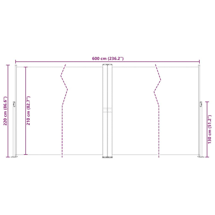 sammenrullelig sidemarkise 200x600 cm cremefarvet