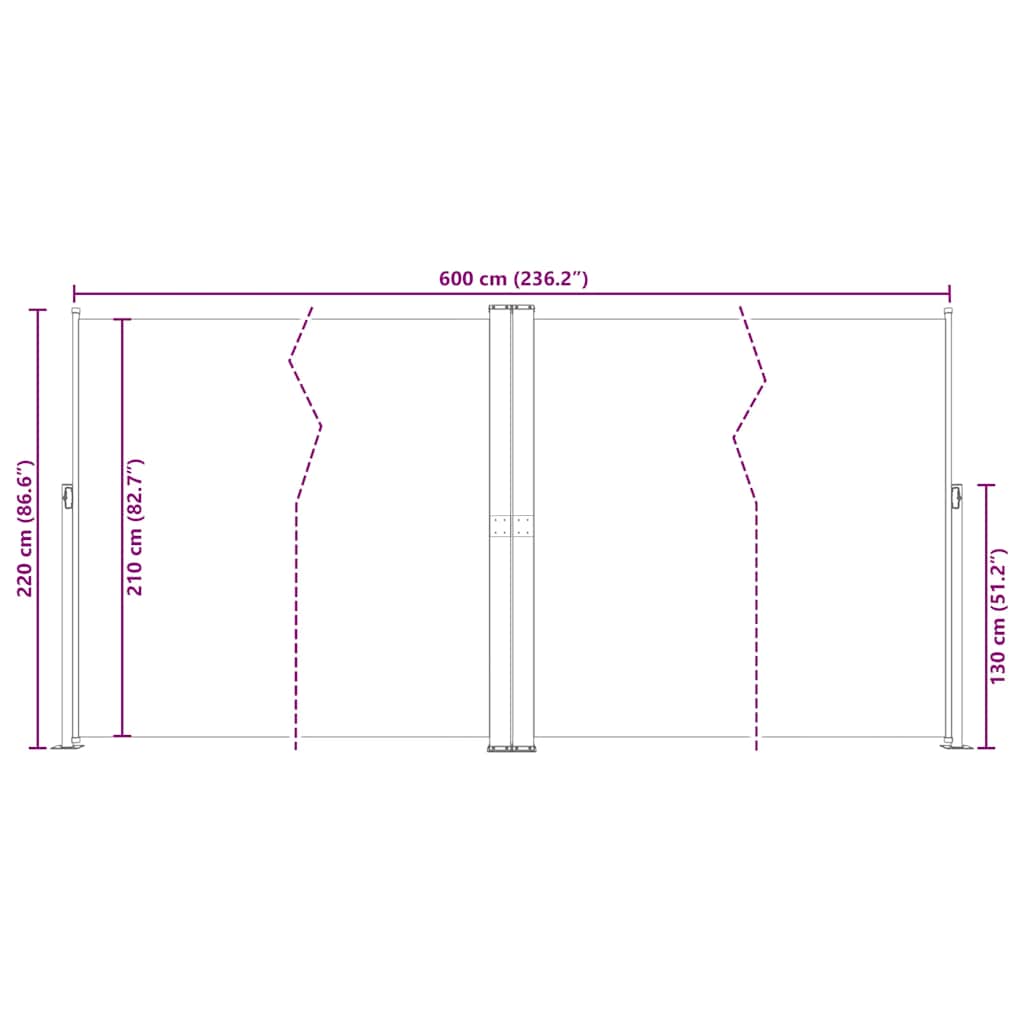 sammenrullelig sidemarkise 200x600 cm brun