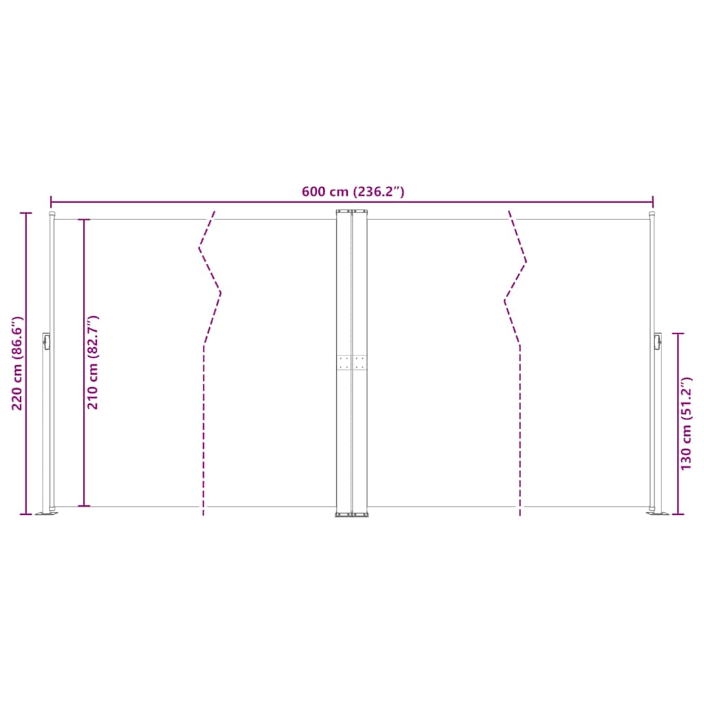 sammenrullelig sidemarkise 200x600 cm blå
