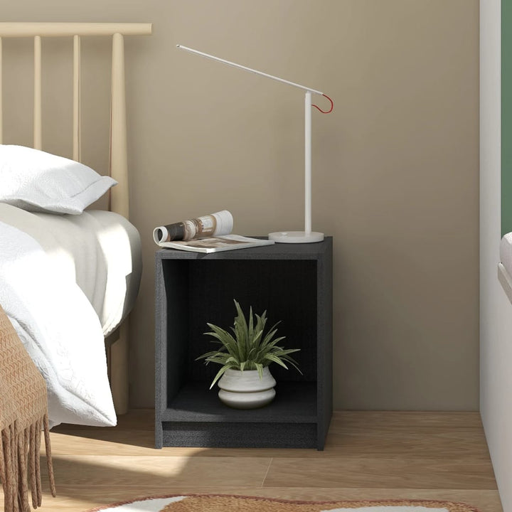 sengeborde 2 stk. 35,5x33,5x41,5 cm massivt fyrretræ sort grå