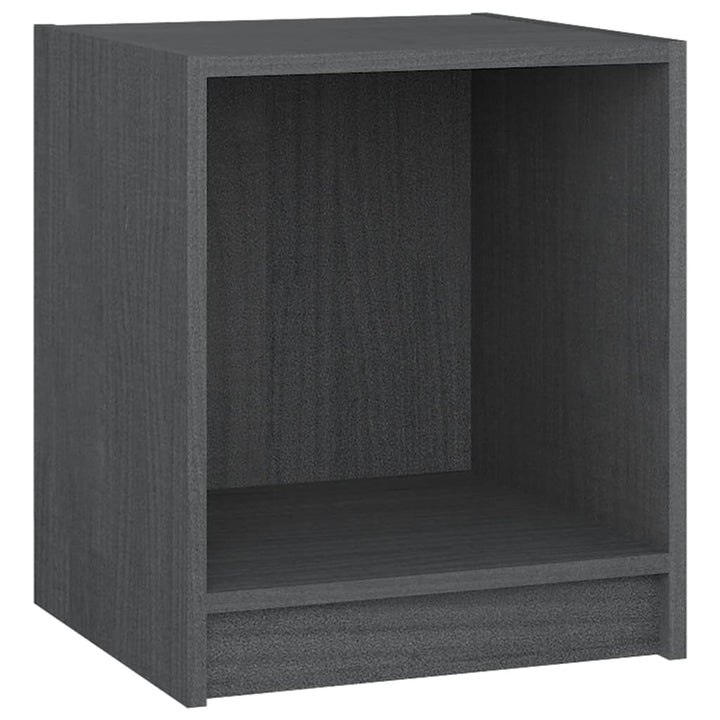 sengeborde 2 stk. 35,5x33,5x41,5 cm massivt fyrretræ sort grå