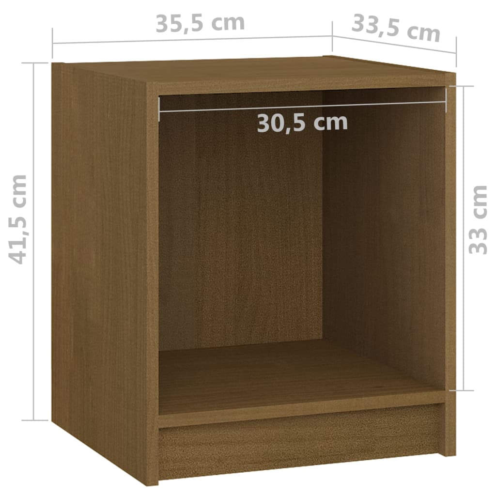 sengeborde 2 stk. 35,5x33,5x41,5 cm massivt fyrretræ brun