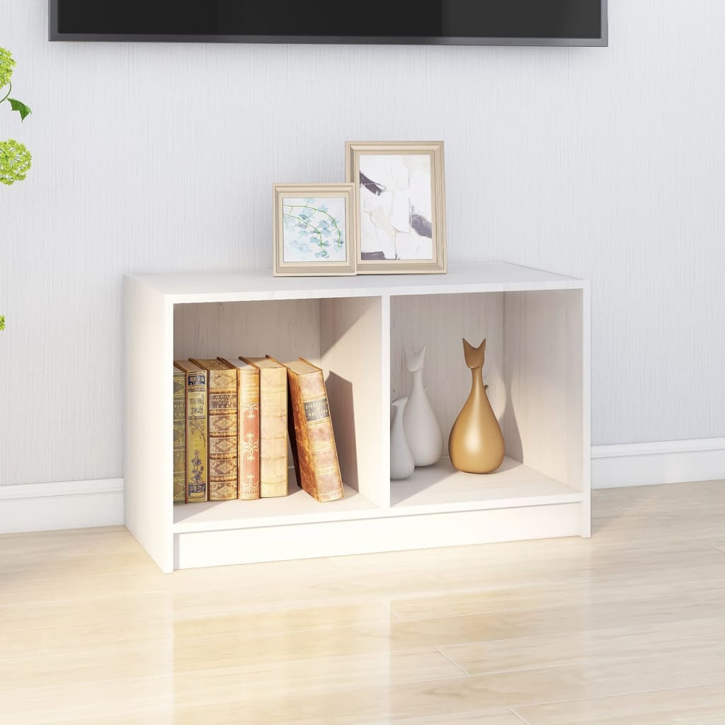 tv-bord 70x33x42 cm massivt fyrretræ hvid