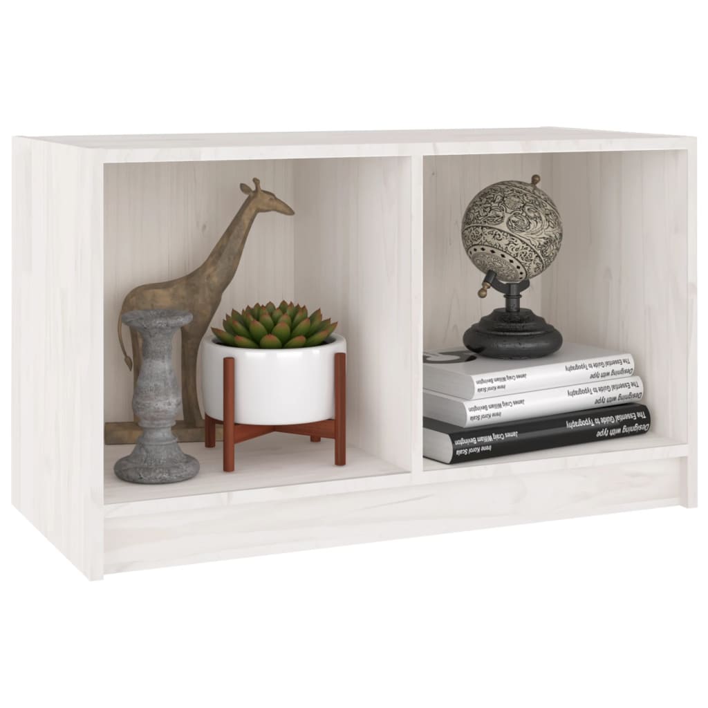 tv-bord 70x33x42 cm massivt fyrretræ hvid
