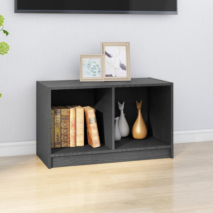 tv-bord 70x33x42 cm massivt fyrretræ grå