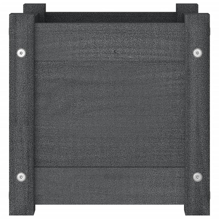 plantekasser 2 stk. 31x31x31 cm massivt fyrretræ grå