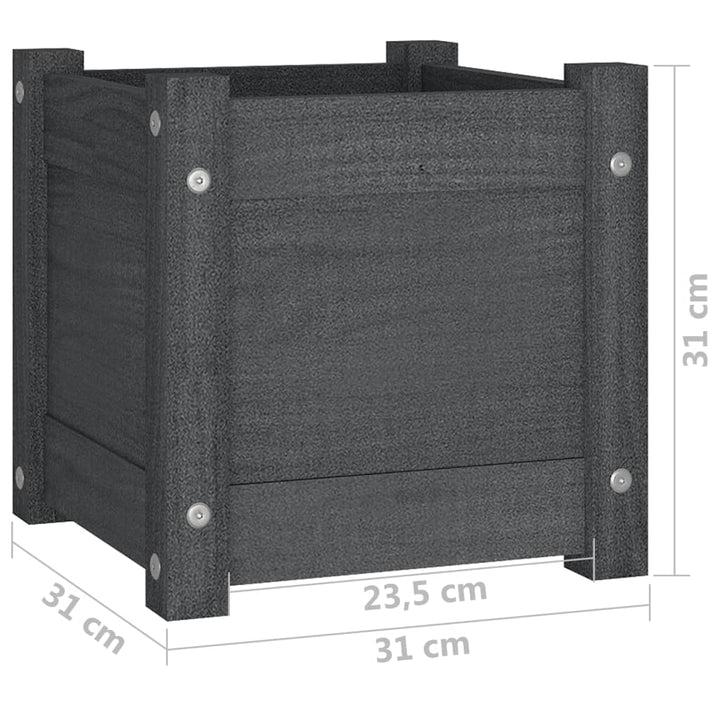 plantekasser 2 stk. 31x31x31 cm massivt fyrretræ grå