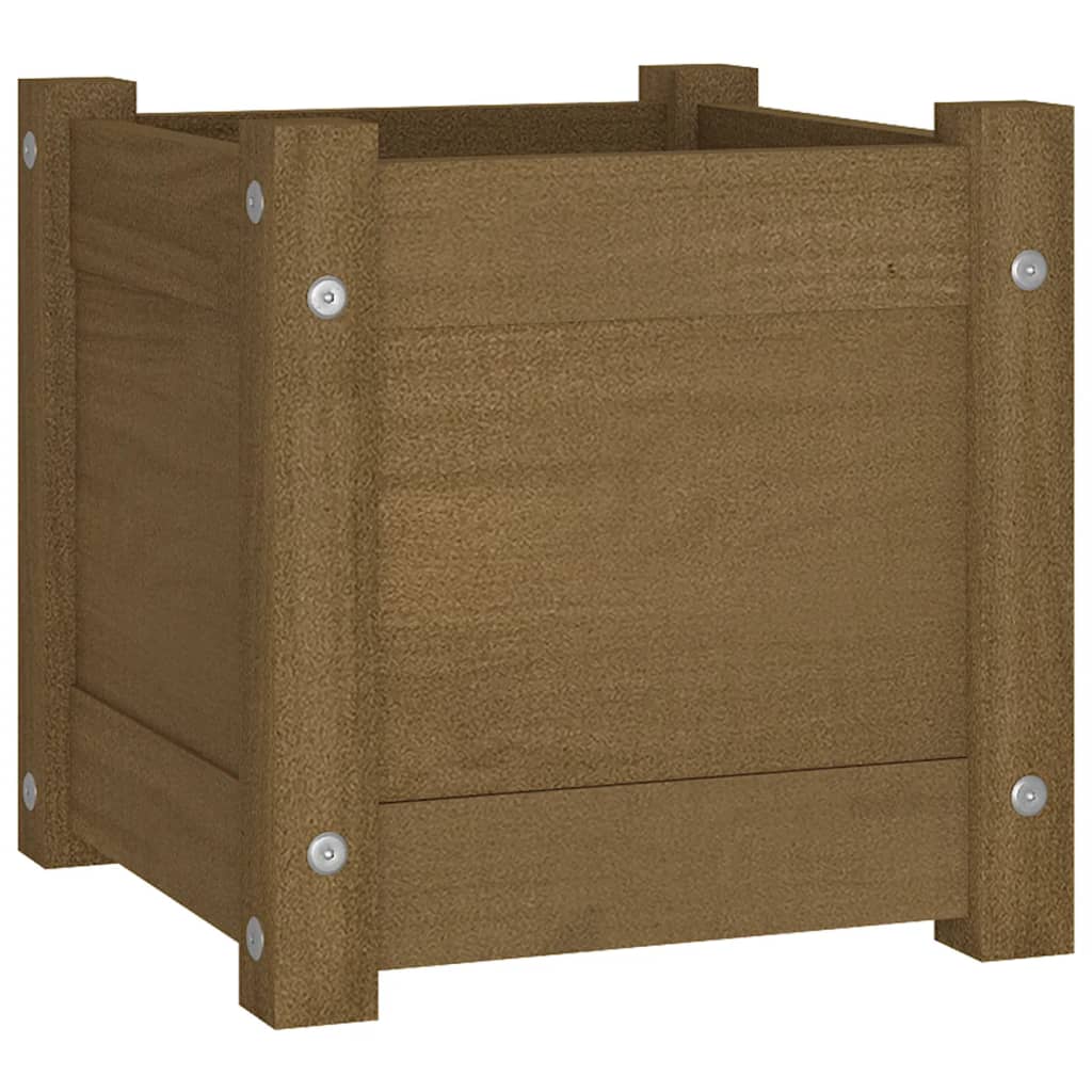 plantekasse 31x31x31 cm massivt fyrretræ gyldenbrun