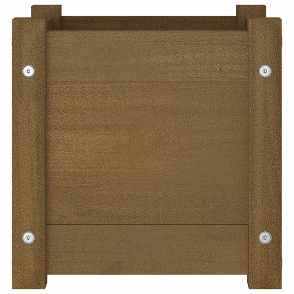 plantekasse 31x31x31 cm massivt fyrretræ gyldenbrun