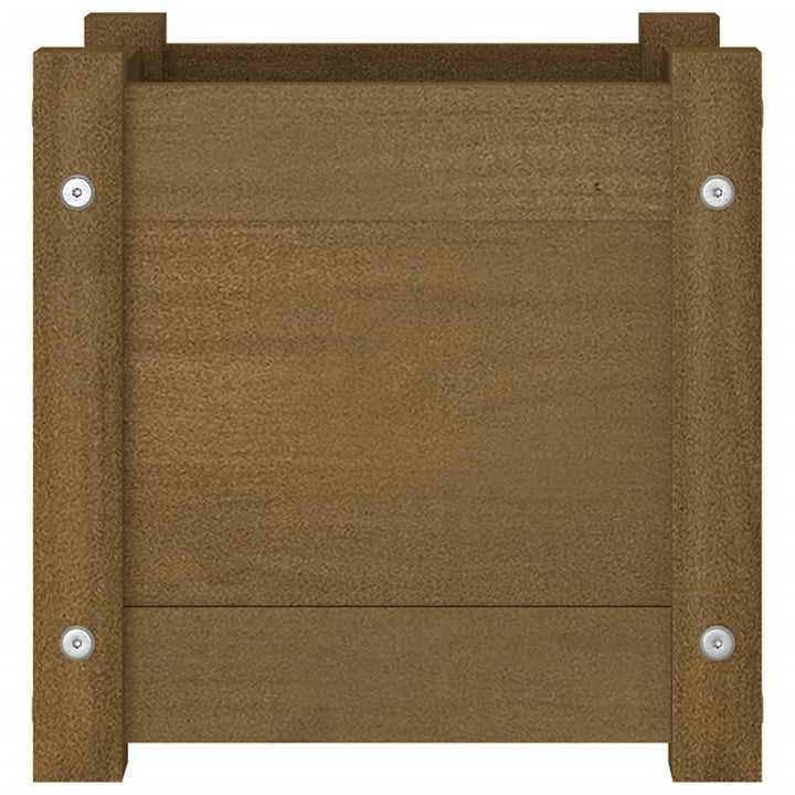 plantekasse 31x31x31 cm massivt fyrretræ gyldenbrun