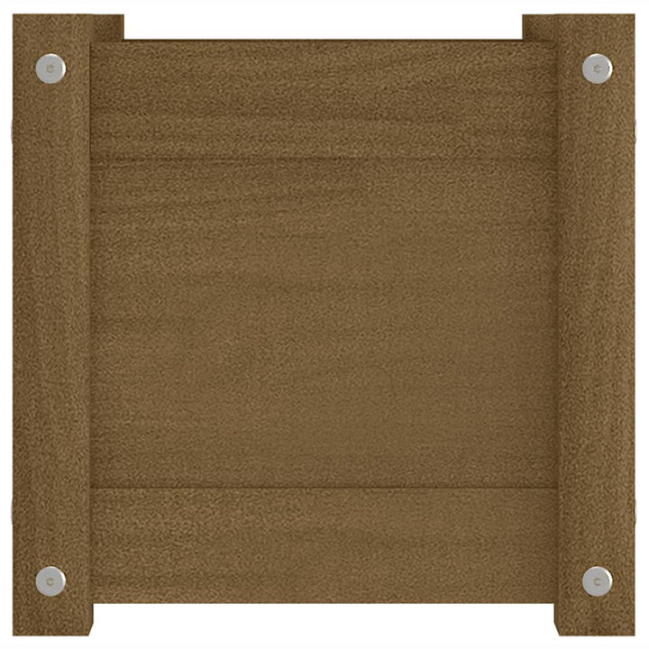 plantekasse 31x31x31 cm massivt fyrretræ gyldenbrun