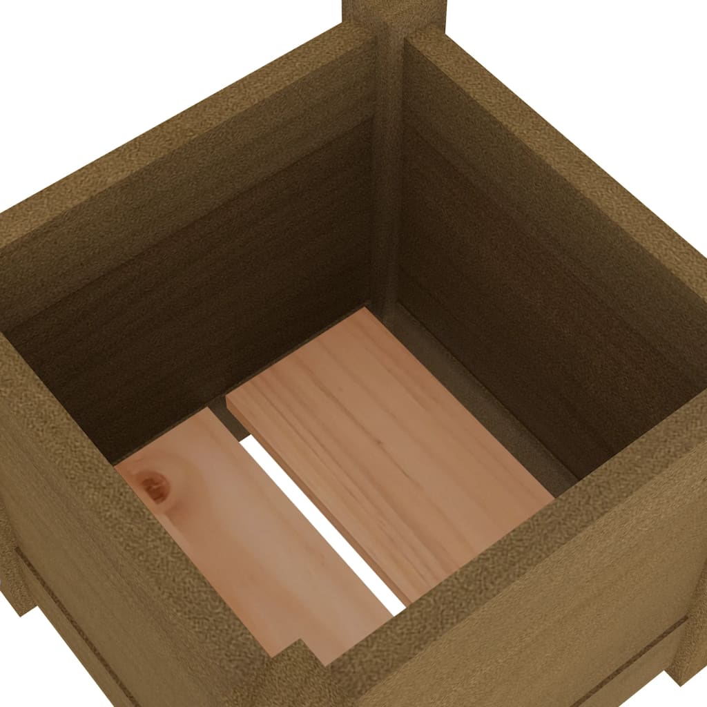 plantekasse 31x31x31 cm massivt fyrretræ gyldenbrun