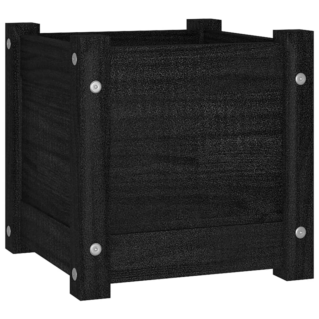 plantekasser 2 stk. 31x31x31 cm massivt fyrretræ sort