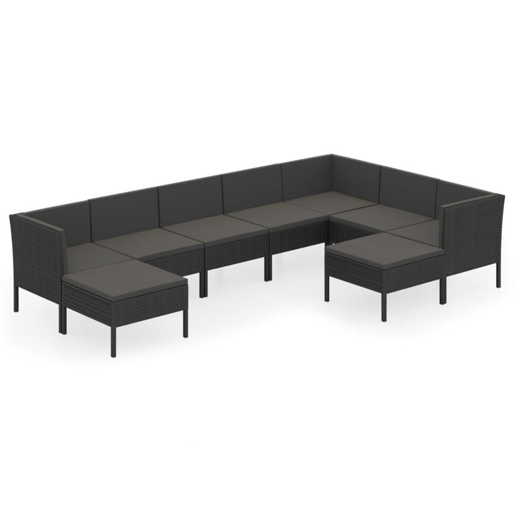 loungesæt til haven 9 dele med hynder polyrattan sort