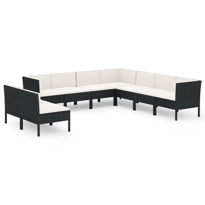 loungesæt til haven 9 dele med hynder polyrattan sort
