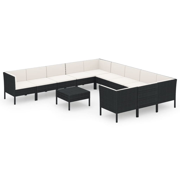 loungesæt til haven 12 dele med hynder polyrattan sort